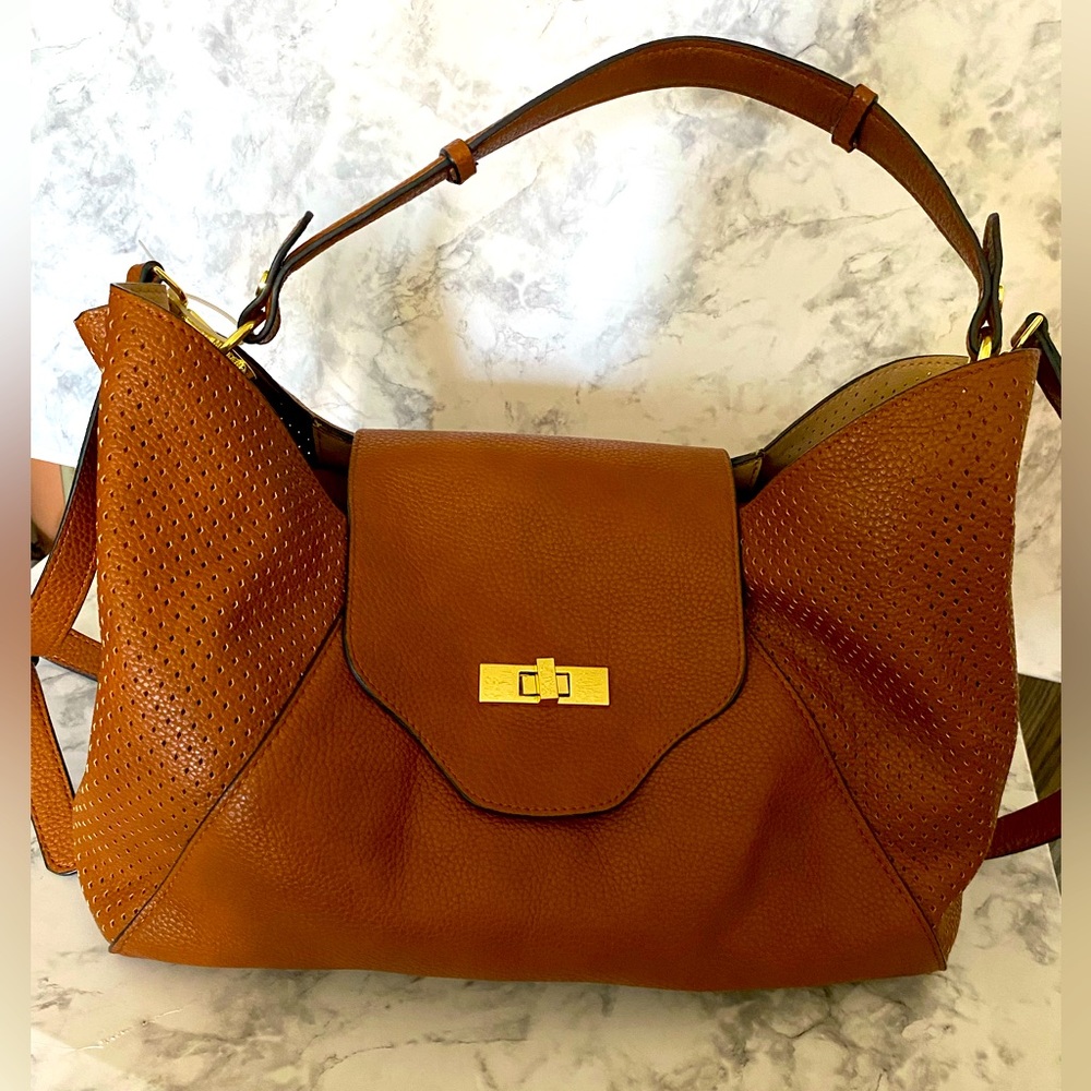 Steve Madden Cognac Bayleen Womens 2 Piece Purse Bag Size Large Tote